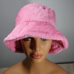 LOW STOCK ALERT Soft Stylish Faux Fur Fashionable Warm Pink Bucket Hat